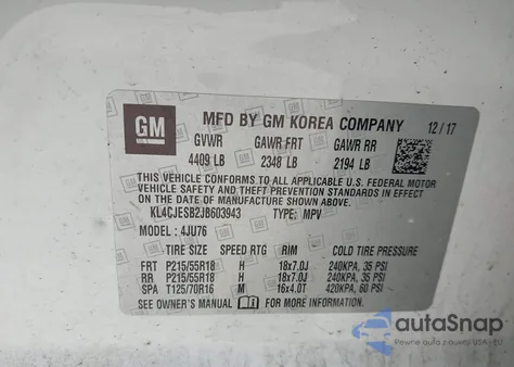 2018 Buick Encore Preferred z USA, uszkodzony, nr VIN KL4CJESB2JB603943